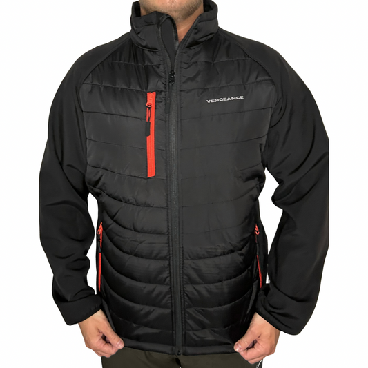 Vengeance red & black padded soft shell jacket