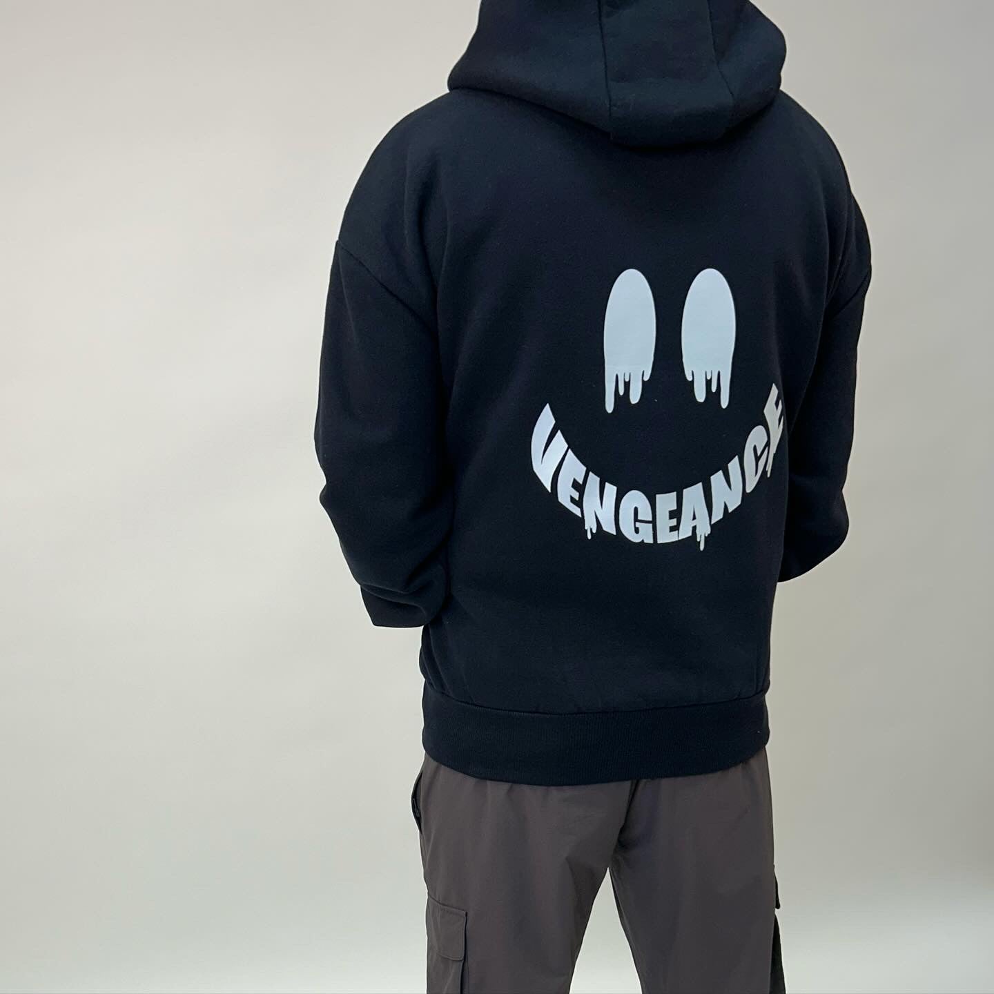 Smiley Drip French navy premium pocket hoodie