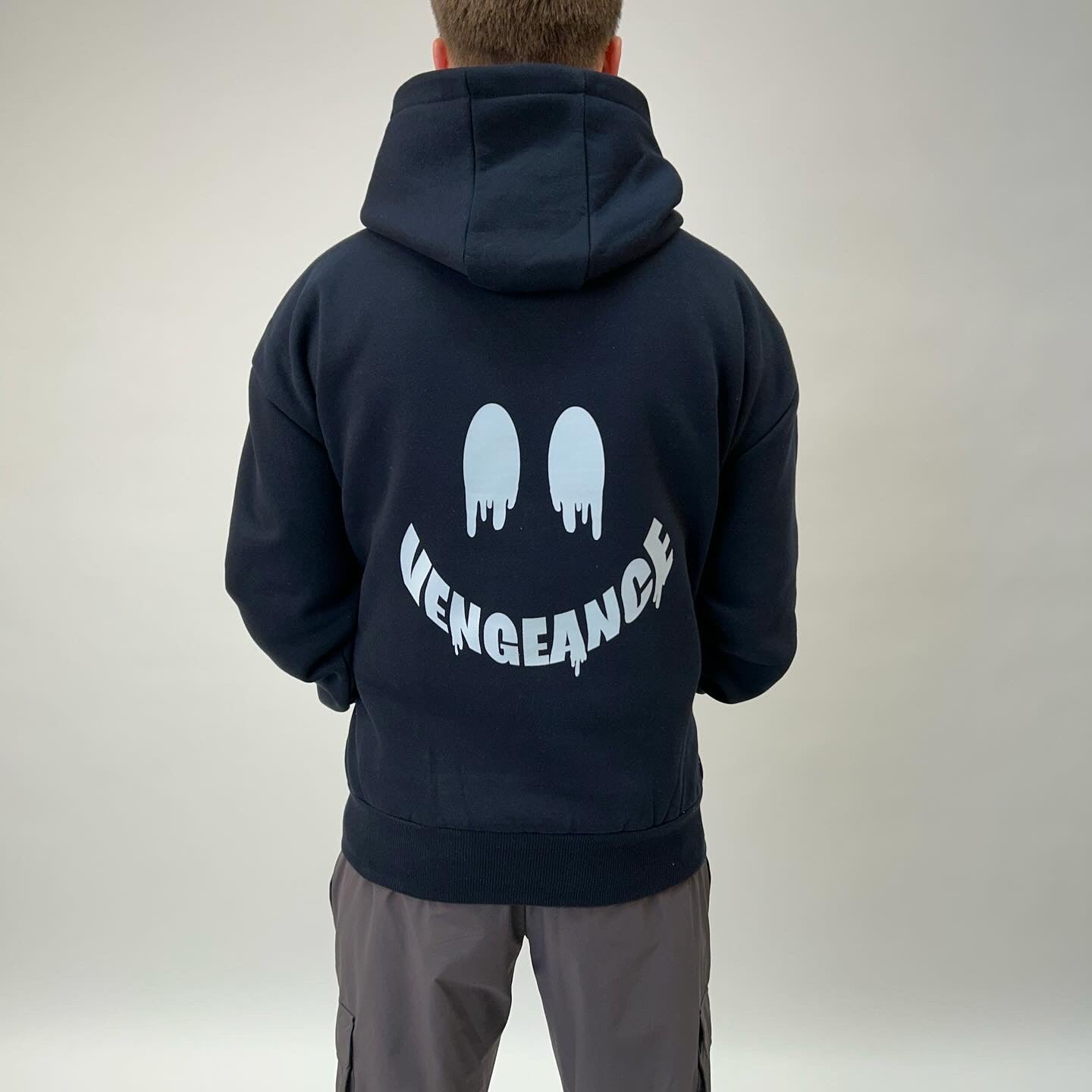 Smiley Drip French navy premium pocket hoodie