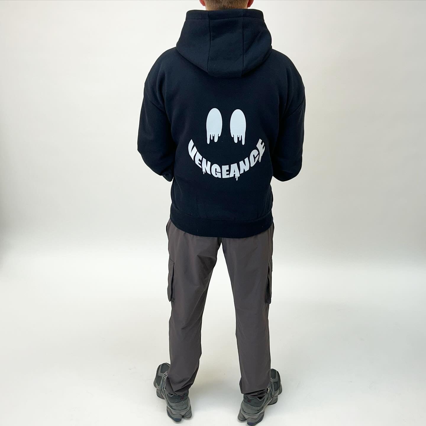 Smiley Drip French navy premium pocket hoodie