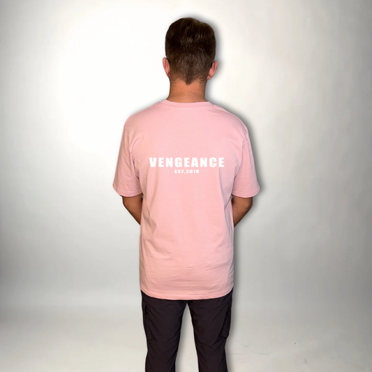 Vengeance pink & white large back print T-shirt