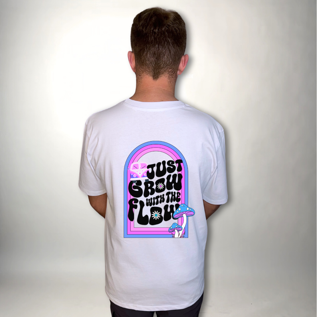 Grow with the flow white & pink t-shirt