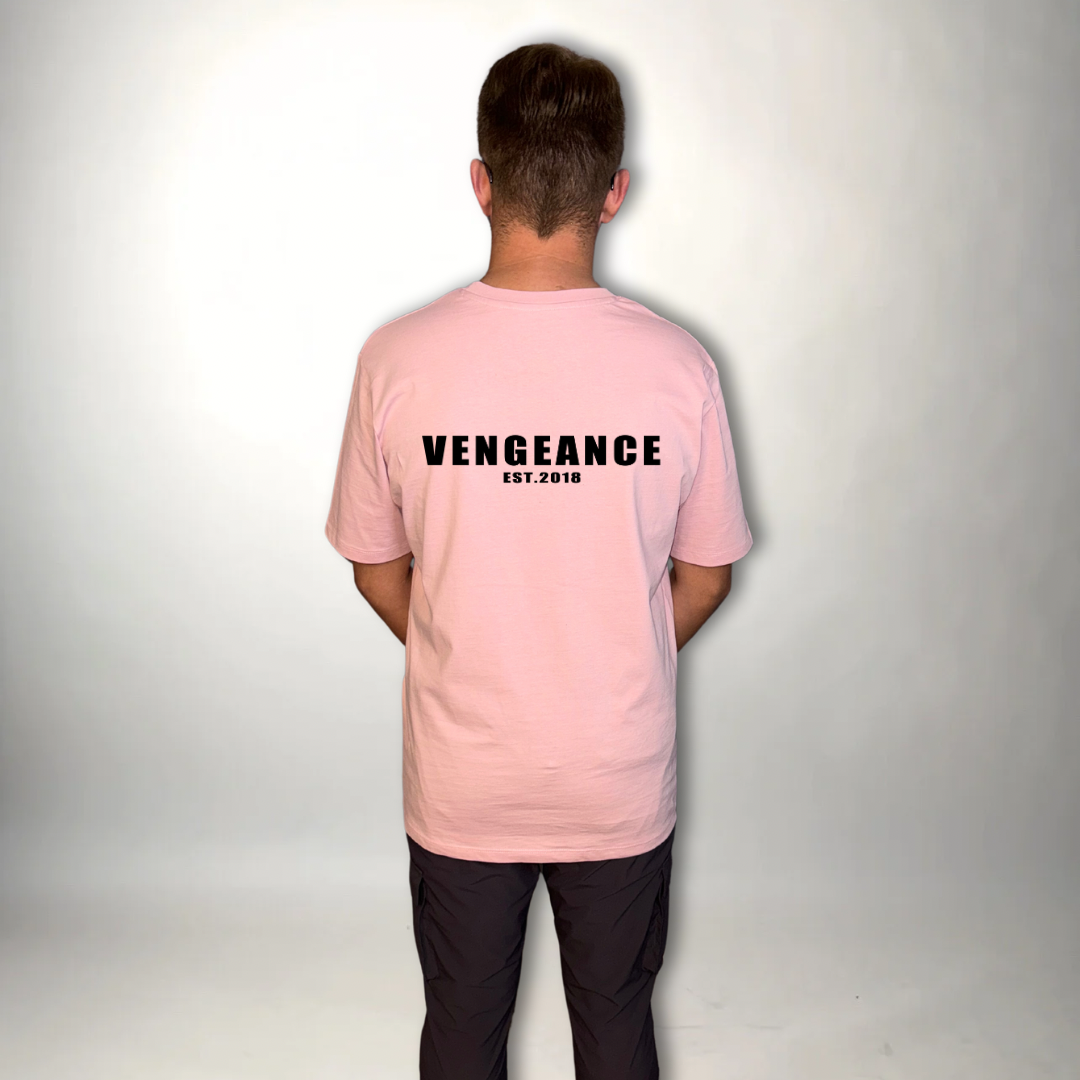 Vengeance pink & black large back print T-shirt