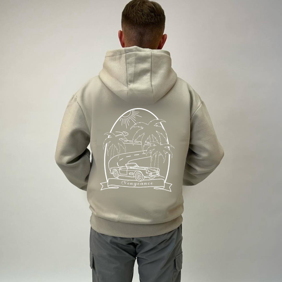 Retro car print stone premium pocket hoodie